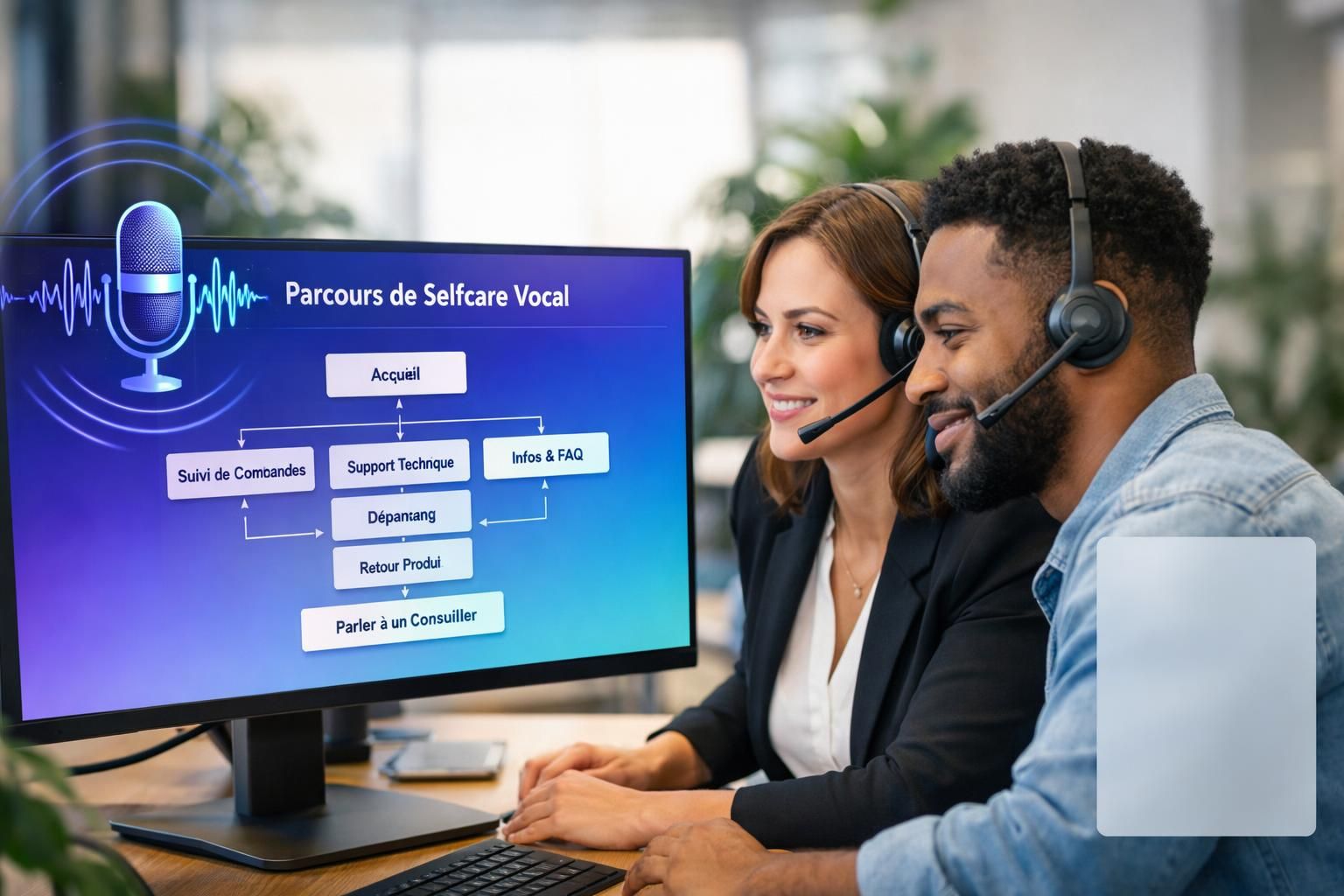 selfcare vocal : offrez à vos clients la possibilité de résoudre eux-mêmes leurs problèmes grâce à une solution vocale intuitive et efficace.