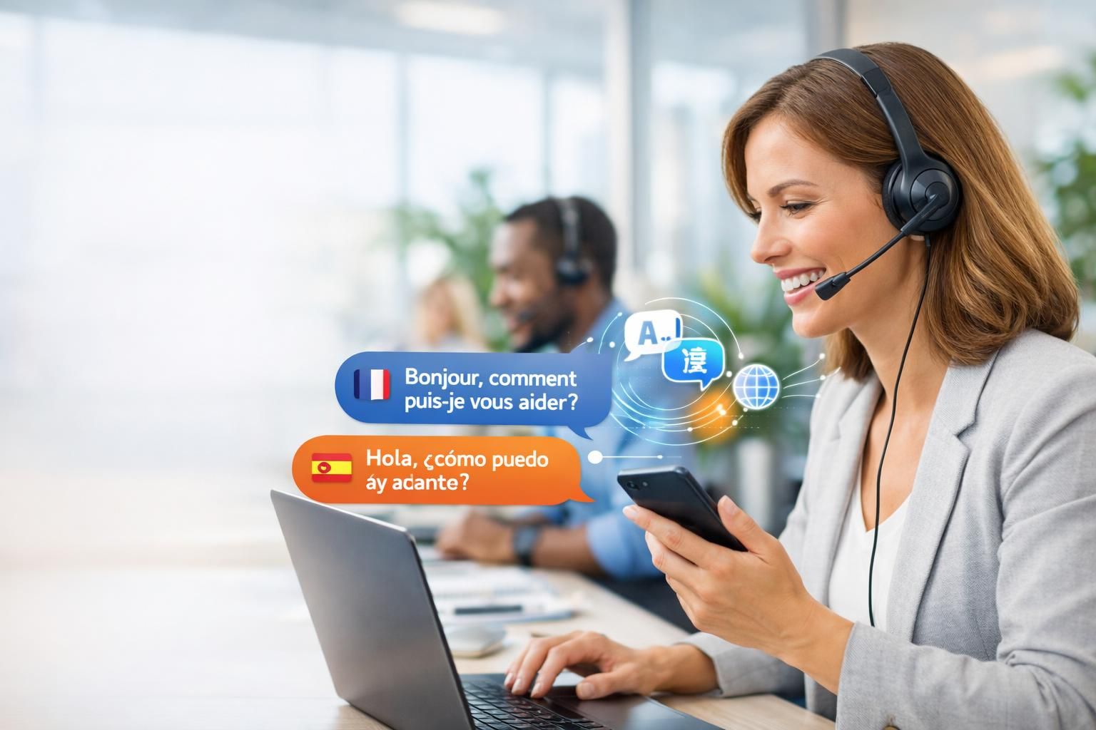 découvrez notre voicebot multilingue, une technologie avancée de traduction vocale en direct qui facilite la communication instantanée dans plusieurs langues.